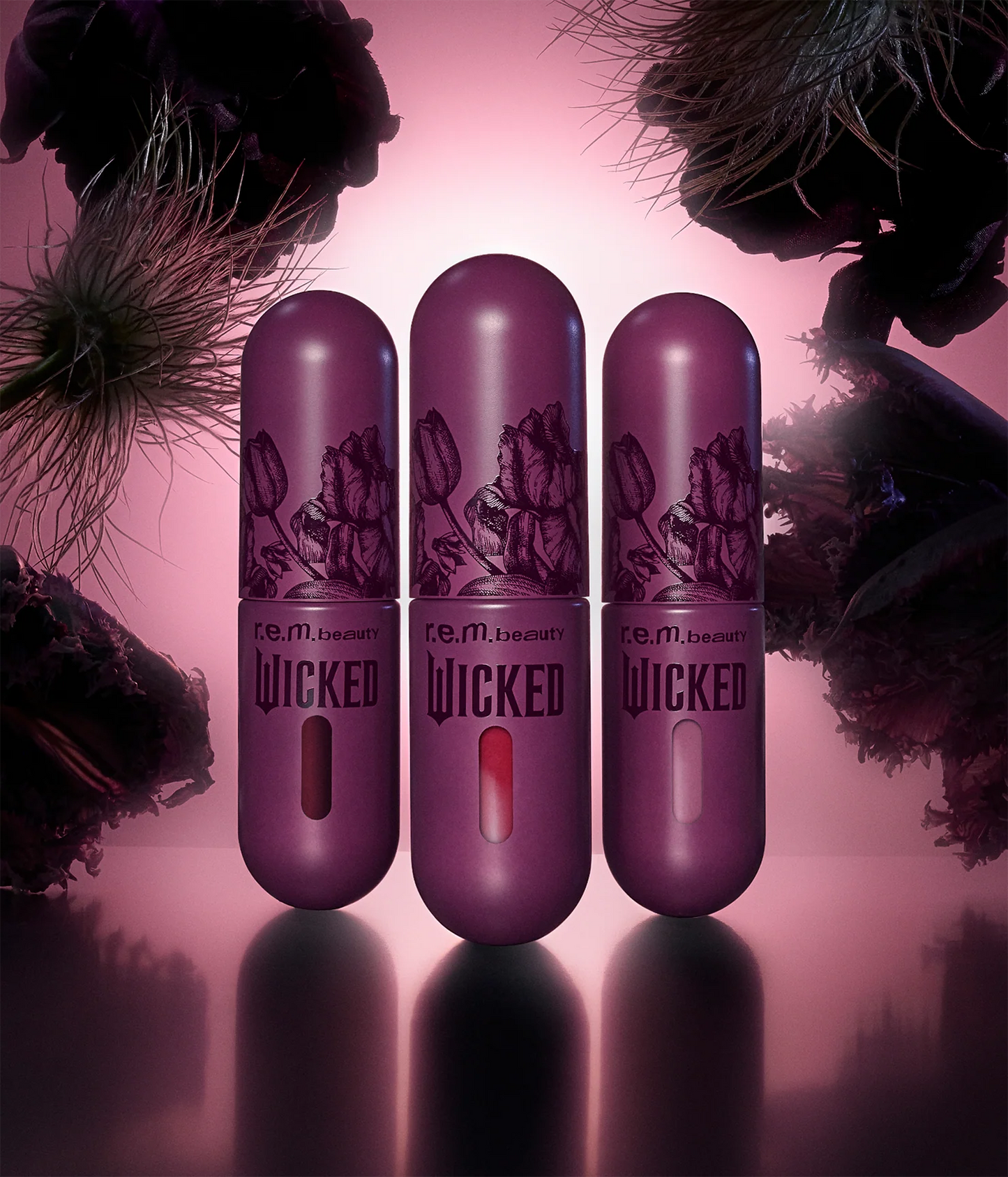 r.e.m. beauty x Wicked: For Good tulip field lip stain
