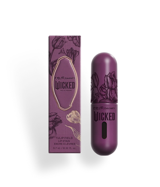 r.e.m. beauty x Wicked: For Good tulip field lip stain